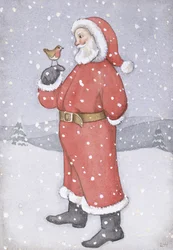 Papá Noel y un petirrojo